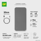 GP Powerbank PLUS 20000 mAh Grå thumbnail